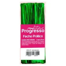 Fecho Prático FP011 11cm Verde Bandeira 100 Unidades Progresso