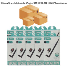 Kit com 10 un do Adaptador Wireless USB SH-WL-802 150MBPS com Antena