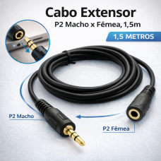 Cabo Extensor P2 Macho x Fêmea 1,5m CB-P2/MF-1001 Shinka