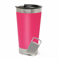 Copo Térmico Aço Inox Para Bebidas com Tampa, Cerveja e Abridor de Garrafas 502ml - Rosa Choque
