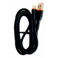 Cabo Usb Lightning Emborrachado 1M 2.4A Preto Shinka