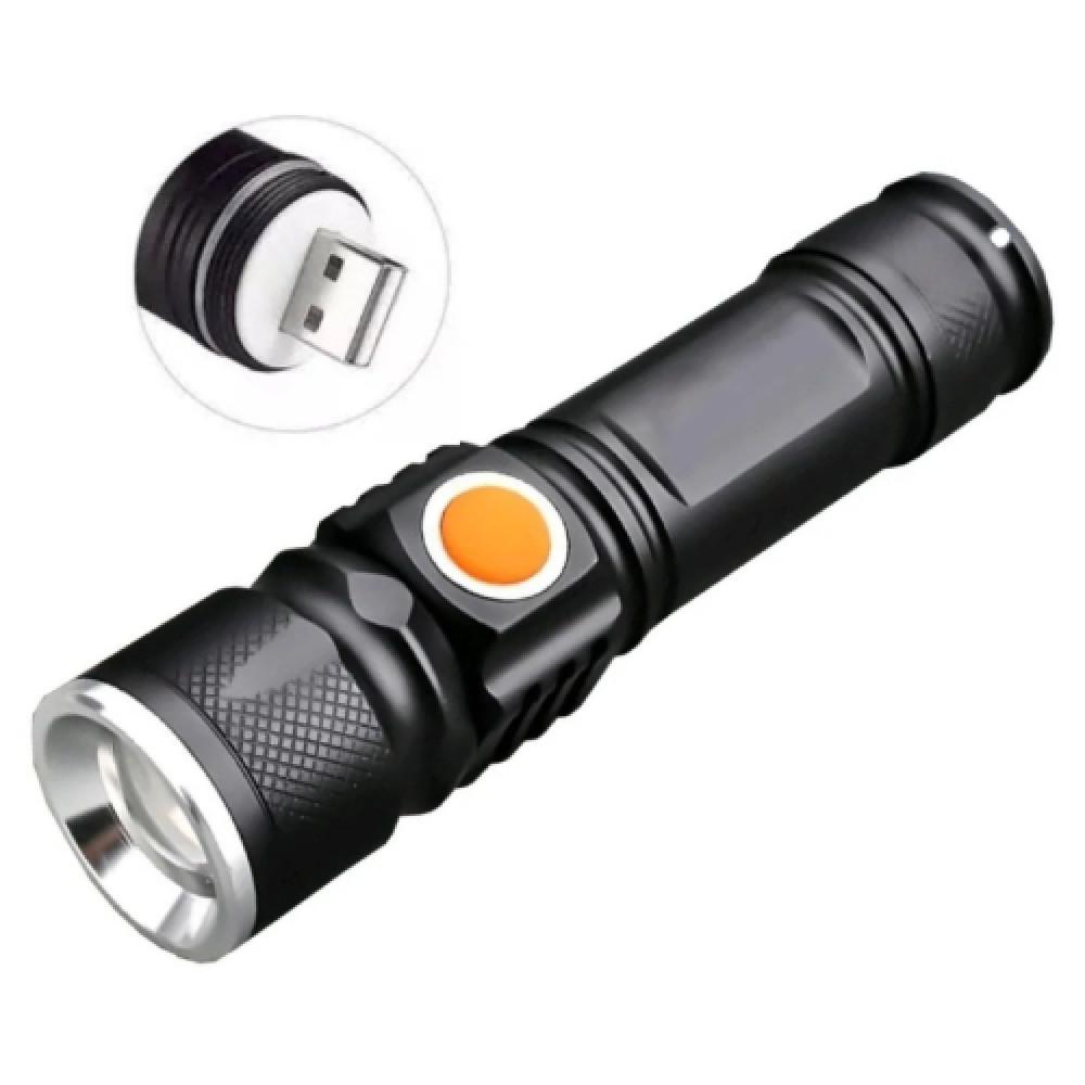 Lanterna Led Tatica Recarregavel Luz Lateral e Mini Zoom - AL