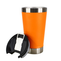 Copo Térmico Aço Inox Para Bebidas com Tampa, Cerveja e Abridor de Garrafas 502ml - Laranja