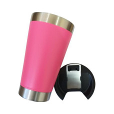 Copo Térmico Aço Inox Para Bedidas Com Tampa Cerveja e Abridor De Garrafas 473ml - Rosa Pink