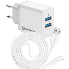 Carregador Turbo Duplo Usb 3.4a Cabo Type-c SX-18-C Sumexr