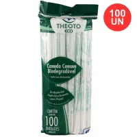 Canudo Comum Biodegradável com 100 Unidades THEOTO