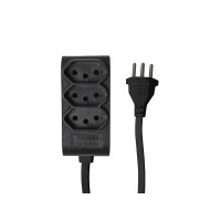 Extensão Elétrica 250V 10A 3 Tomadas 2P+T 15cm Bivolt Preta Taschibra