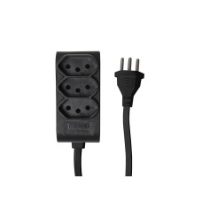 Extensão Elétrica 250V 10A 3 Tomadas 2P+T 15cm Bivolt Preta Taschibra
