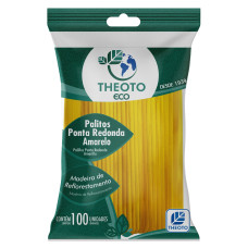 Palito Sorvete Madeira Ponta Redonda Amarelo 100 Unidades Theoto