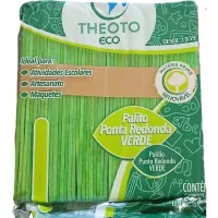 Palito Picolé Sorvete Ponta Redonda Verde com 100 unidades Theoto