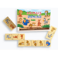 Brinquedo Dominó de Madeira 28 Peças Animais Toy Mix