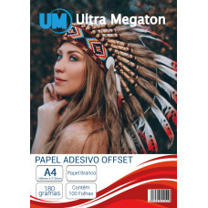 Papel Offset 180G A4 Adesivo Branco Fosco 100 Folhas