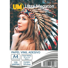 Papel Vinil Adesivo Branco Matte A4 10 Folhas Ultra Megaton