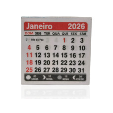 Mini Calendário 2026  para Imã Geladeira Vermelho 100 unidades