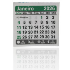 Mini Calendário 2026  para Imã Geladeira Verde 100 unidades