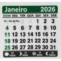 Mini Calendário 2026  para Imã Geladeira Verde 100 unidades