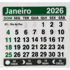 Mini Calendário 2026  para Imã Geladeira Verde 100 unidades