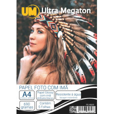 Papel Fotográfico Glossy A4 5 Folhas com Ímã 690g/m² Ultra Megaton