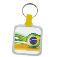 Chaveiro Acrílico Alça Plástica Amarelo 3,3x3,3cm com 10 unidades