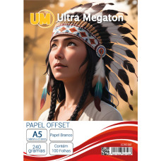 Papel Offset A5 240G Branco 100 Folhas Ultra Megaton
