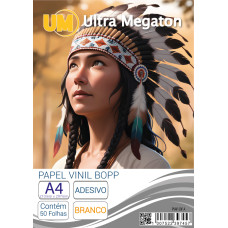 Bopp Adesivo Vinil Branco A4 50 Folhas Ultra Megaton