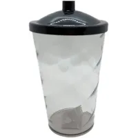 Copo Twister 400ml Translucido com Tampa e Canudo Preto Copo Twister 400ml Translucido com Tampa e Canudo Preto