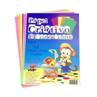 Papel Criativo Fluorescente 50 Folhas 5 Cores 70g Sortido VMP