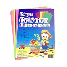 Papel Criativo Fluorescente 50 Folhas 5 Cores 70g Sortido VMP Papel Criativo Fluorescente 50 Folhas 5 Cores 70g Sortido VMP