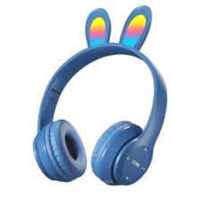 HeadPhone com Orelhas de Coelho Wireless Azul Forte B12 Shinka