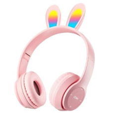 HeadPhone com Orelhas de Coelho Wireless Rosa B12 Shinka