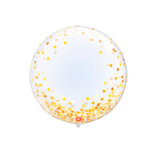 Balão Bubble Bobo Transparente Confetti Amarelo 24" 61cm São Roque