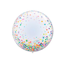 Balão Bubble Bobo Transparente Confetti Colorido 24" 61cm São Roque
