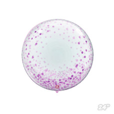 Balão Bubble Bobo Transparente Confetti Roxo 24" 61cm São Roque