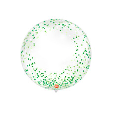 Balão Bubble Bobo Transparente Confetti Verde 24" 61cm São Roque