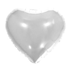 Balão Metalizado Coração Branco 18' 45cm 8638 Make+