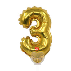 Balão Topcake Metalizado Dourado Número 3 5' 13cm São Roque