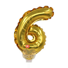 Balão Topcake Metalizado Dourado Número 6 5' 13cm São Roque