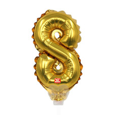 Balão Topcake Metalizado Dourado Número 8 5' 13cm São Roque