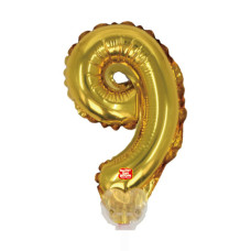 Balão Topcake Metalizado Dourado Número 9 5' 13cm São Roque
