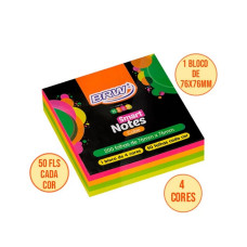 Bloco Post it 76x76mm Colorido Neon BA7602 200fls BRW