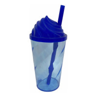 Copo Twister 300ml com Tampa Chantilly e Canudo Fume Translúcido