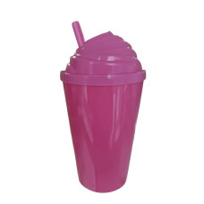 Copo Twister 300ml com Tampa Chantilly e Canudo Rosa Bebê