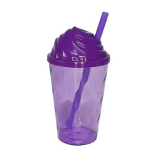 Copo Twister 300ml com Tampa Chantilly e Canudo Roxo Neon