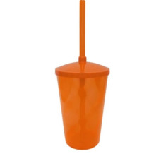 Copo Twister 400ml com Tampa e Canudo Laranja Neon