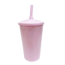 Copo Twister 400ml com Tampa e Canudo Rosa Bebê Leitoso