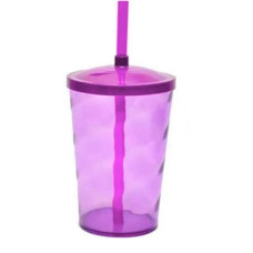 Copo Twister 400ml com Tampa e Canudo Roxo