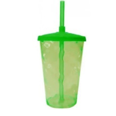 Copo Twister 400ml com Tampa e Canudo Verde Neon