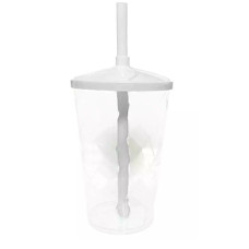 Copo Twister 500ml Cristal com Tampa e Canudo Branco