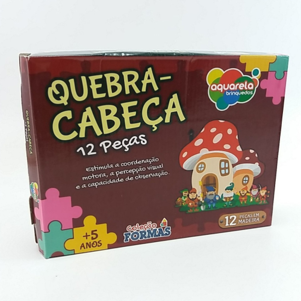 Jogo Quebra Cabeca Colecao Formas 12 Pecas Madeira - Aquarela Brinquedos