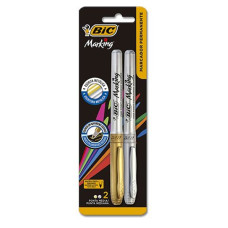 Caneta Marcador Permanente Intensity Metálico Prata e Ouro Com 2 Unidades BIC